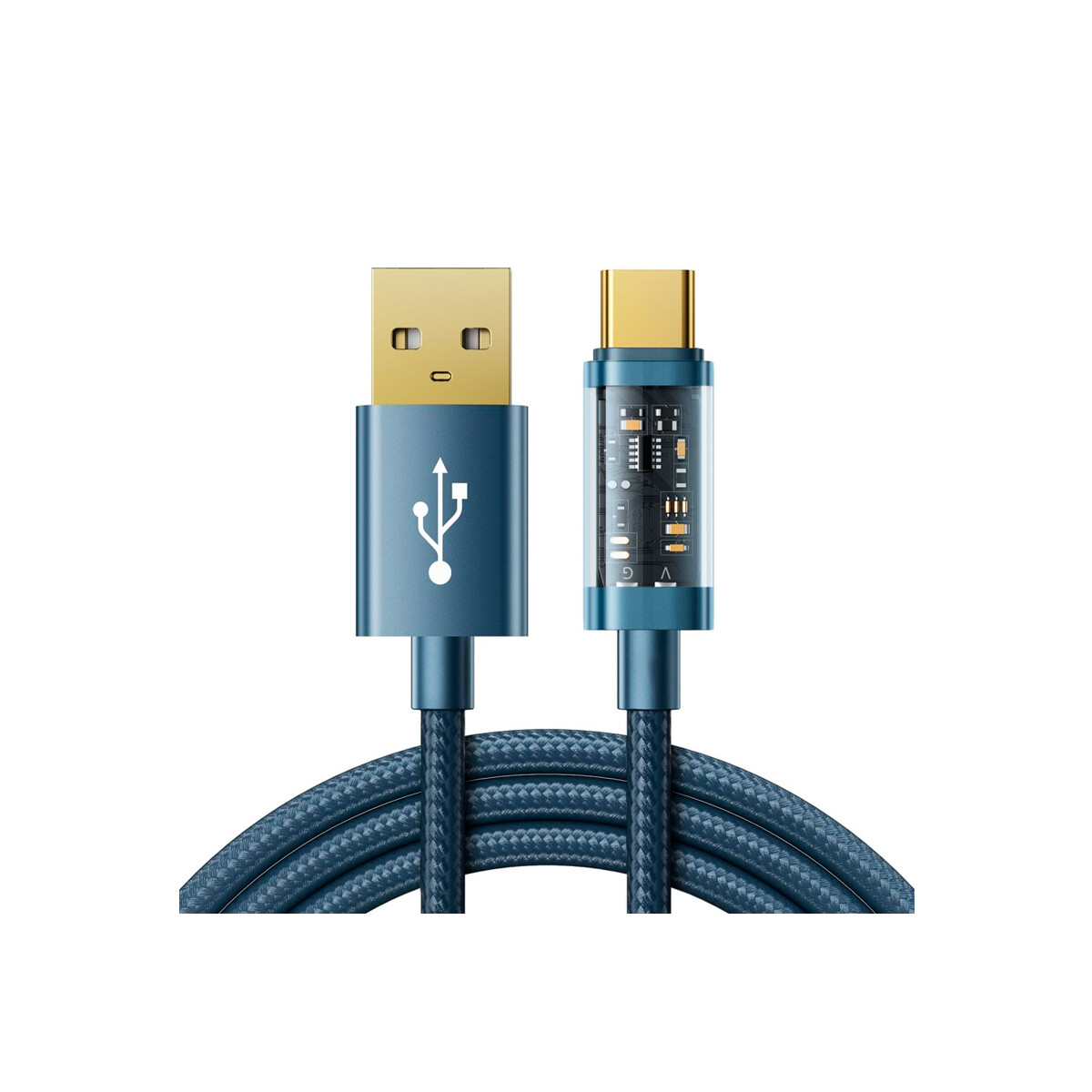 Cable trenzado Joyroom USB-A a USB-C 1.2 metros color azul 