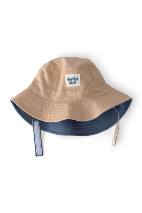 Gorro pescador de lino, azul y beige Sin color