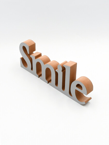 FRASE DECORATIVA SMILE EN MDF GRIS