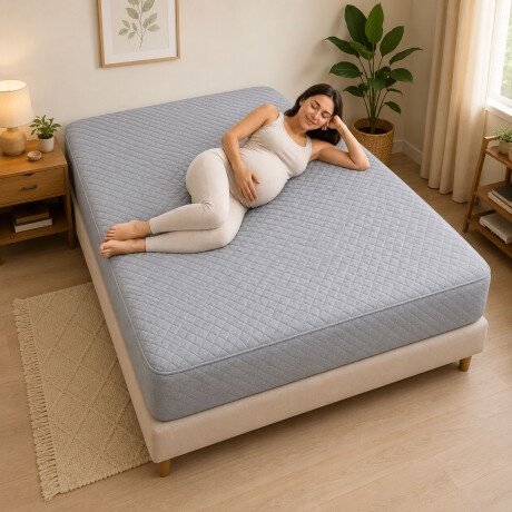 Protector Cubre Colchón Pillow Impermeable 150x200cm Gris