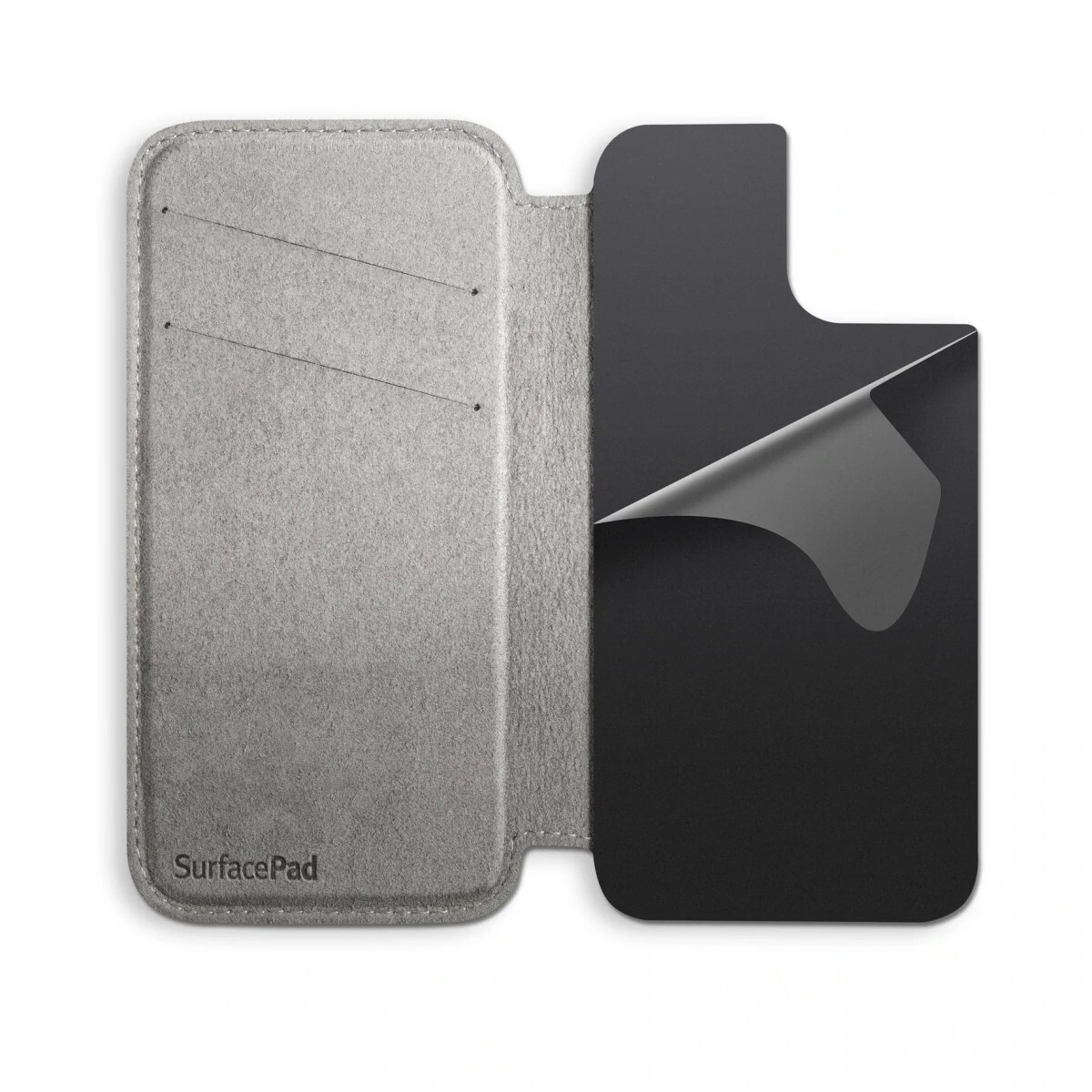 Protector SurfacePad de cuero para iPhone 13 Pro Max | Twelve South Negro