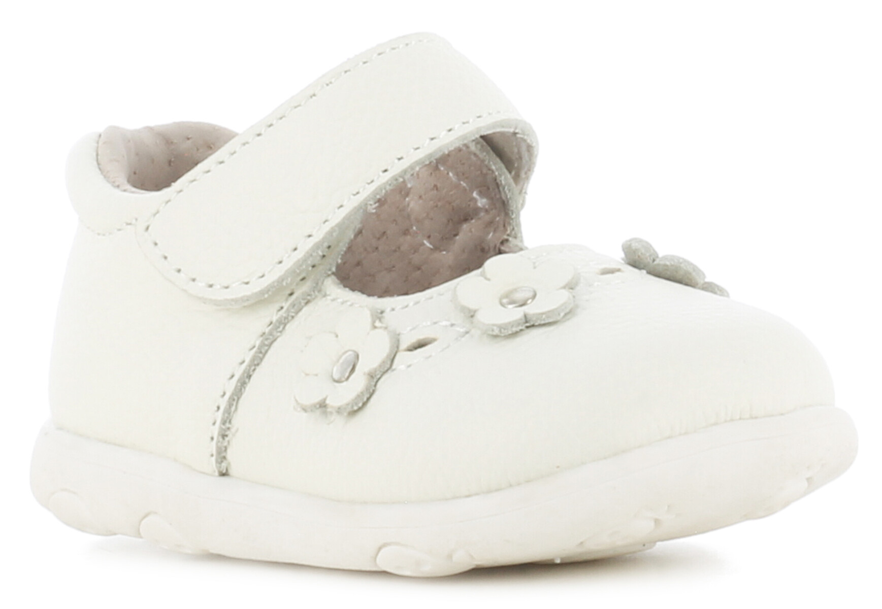 Zapato NEBULA con velcro y flores MINI MissCarol - White 