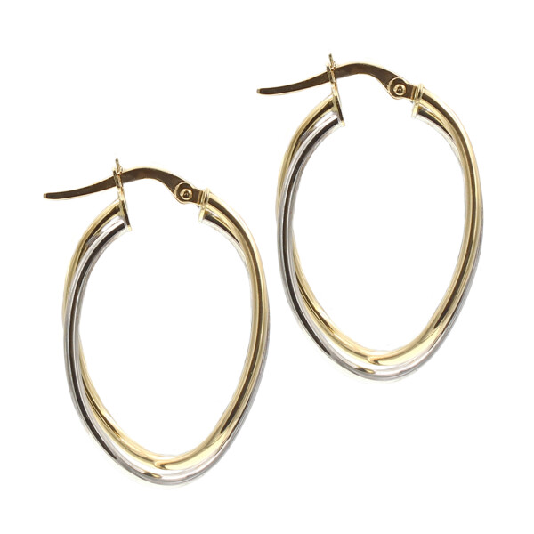 Caravanas duo de oro blanco y amarillo 18k. Caravanas duo de oro blanco y amarillo 18k.