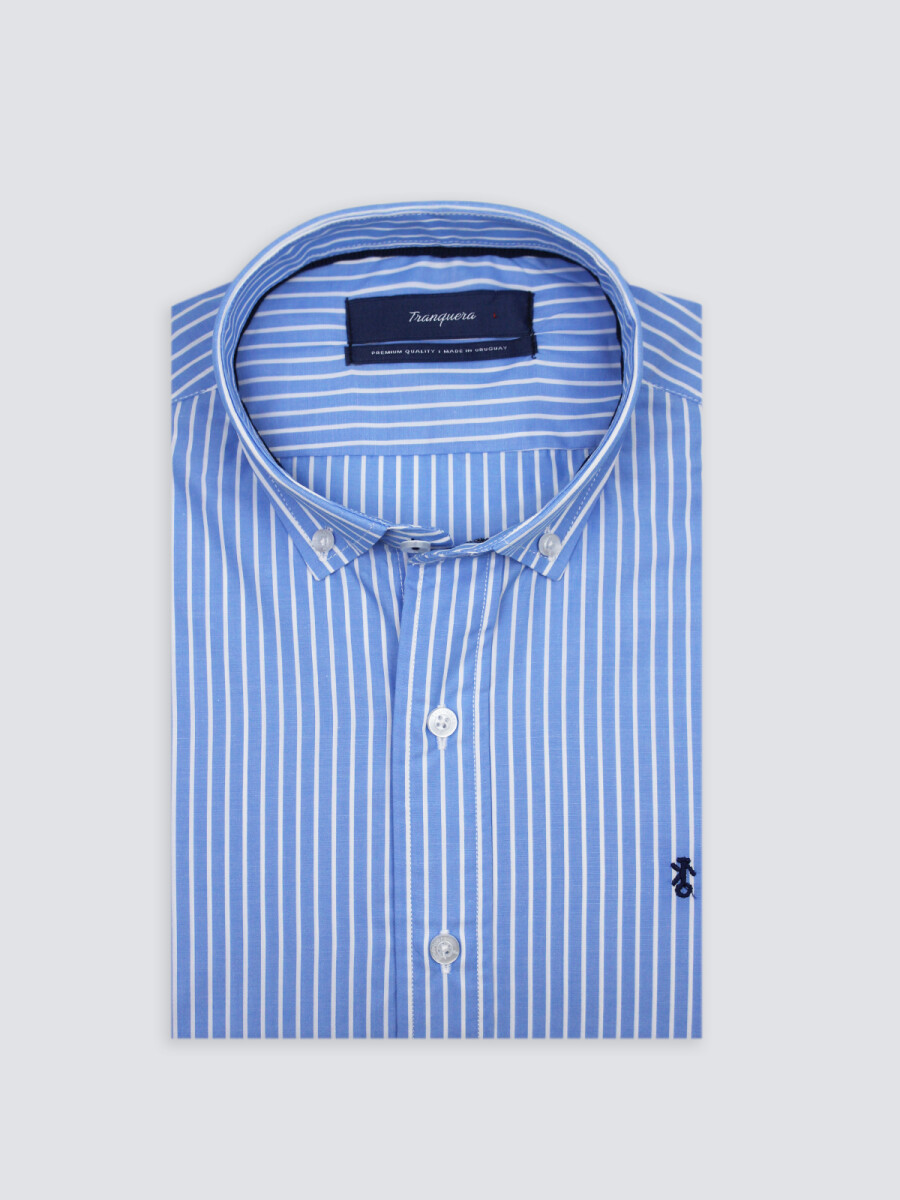 Camisa de Hombre Premium Rayada - Raya Celeste 2 