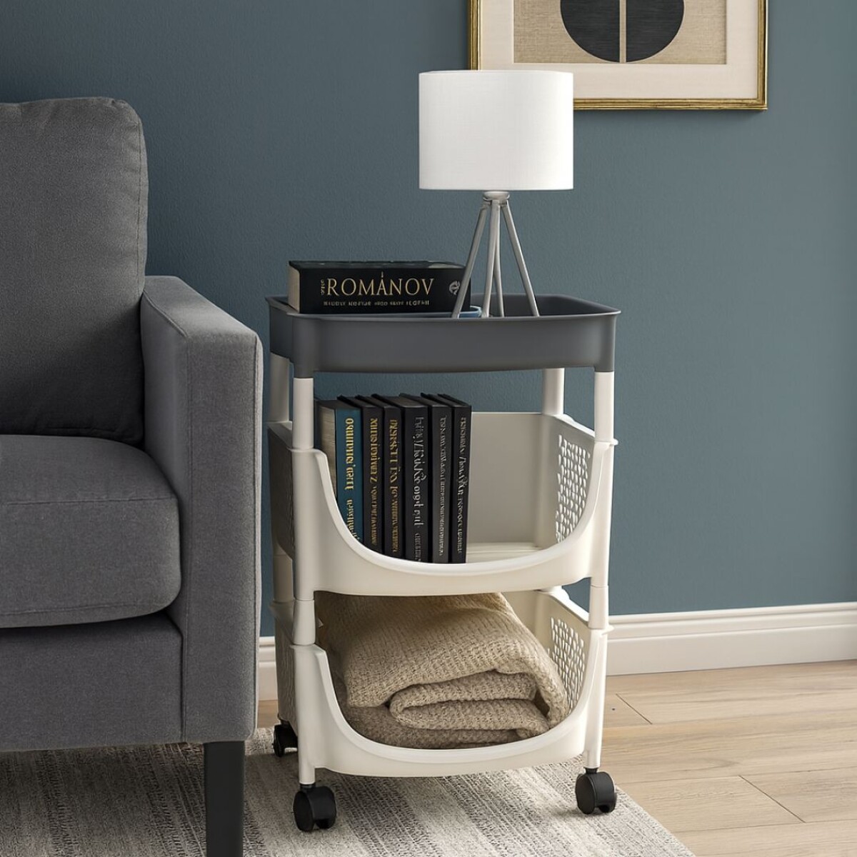 CARRITO ORGANIZADOR APILABLE MULTIUSO CON RUEDAS 2 NIVELES 