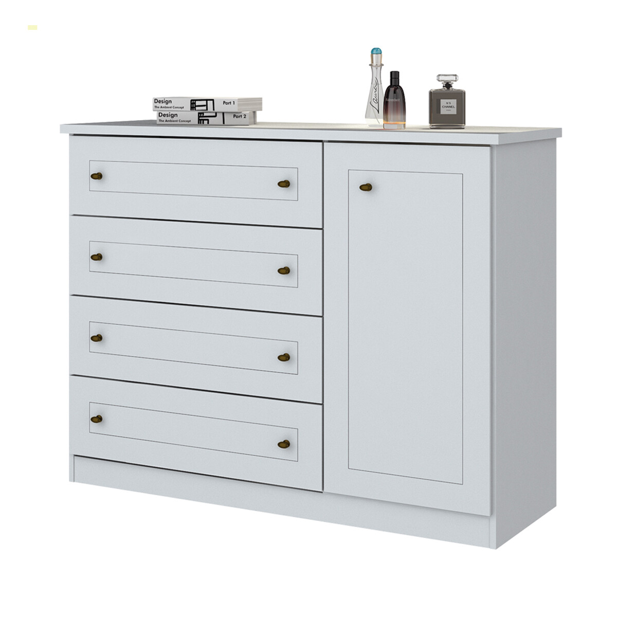 CÓMODA CAJONERA GUARDARROPA 4 CAJONES 1 PUERTA - LÍNEA AMERICANA 