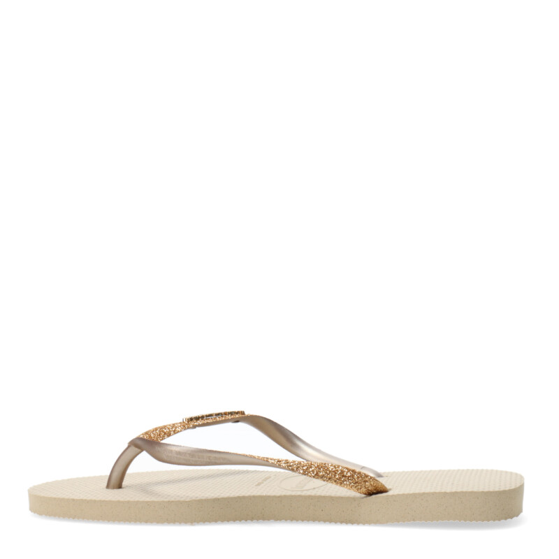 Sandalias de Mujer Havaianas Slim GLitter II Beige Arena - Dorado