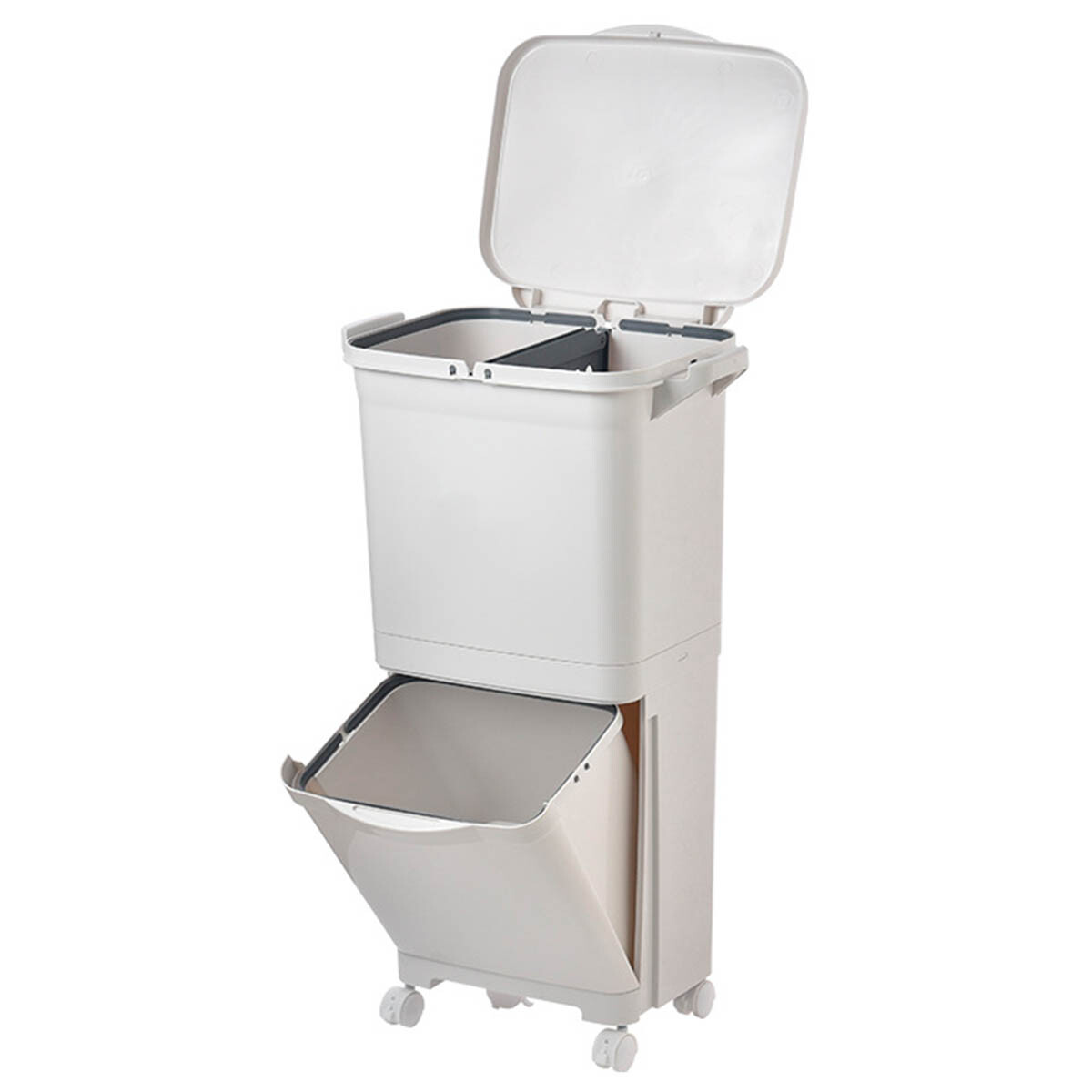 Tacho De Basura Papelera Contenedor C/ruedas 45 L - Blanco 