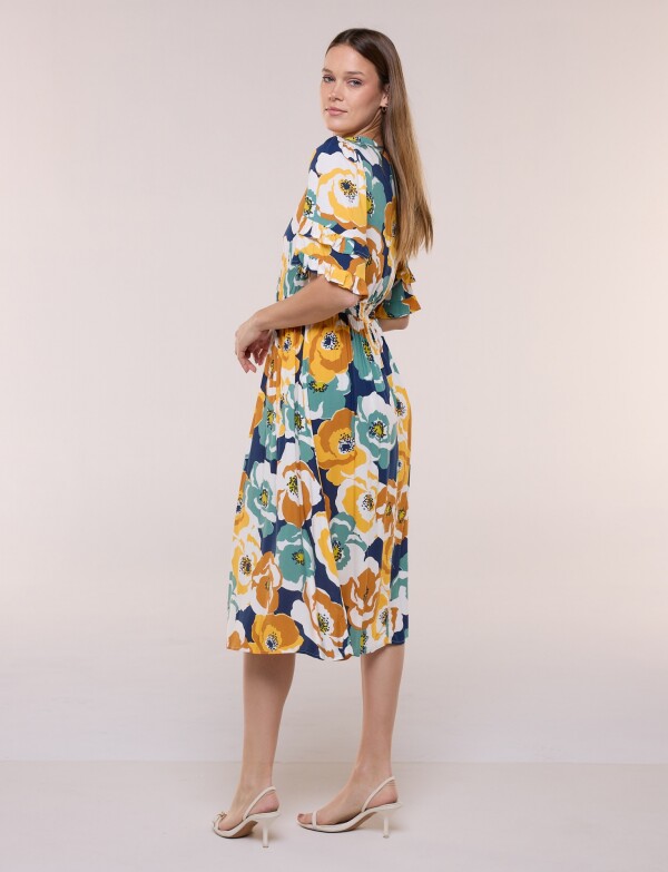 Vestido Volados Printed MULTI/AMARILLO