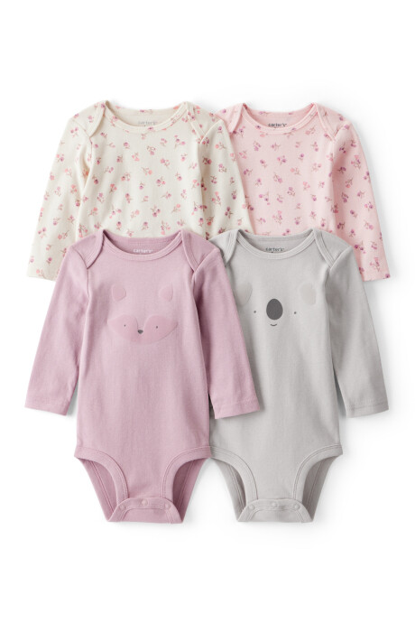 Pack cuatro bodies de algodón, diseño animales Pack cuatro bodies de algodón, diseño animales