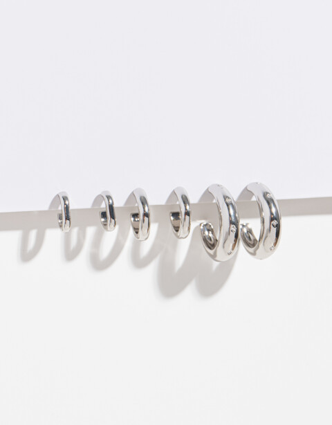Aros Argollas Set Metal Set De Argollas - Plateado Rodio