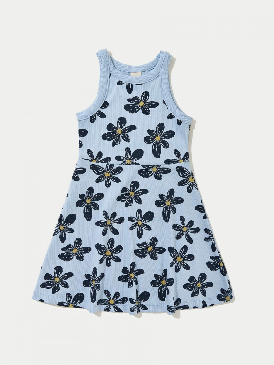 VESTIDO INFANTIL CON ESTAMPADO - AZUL 