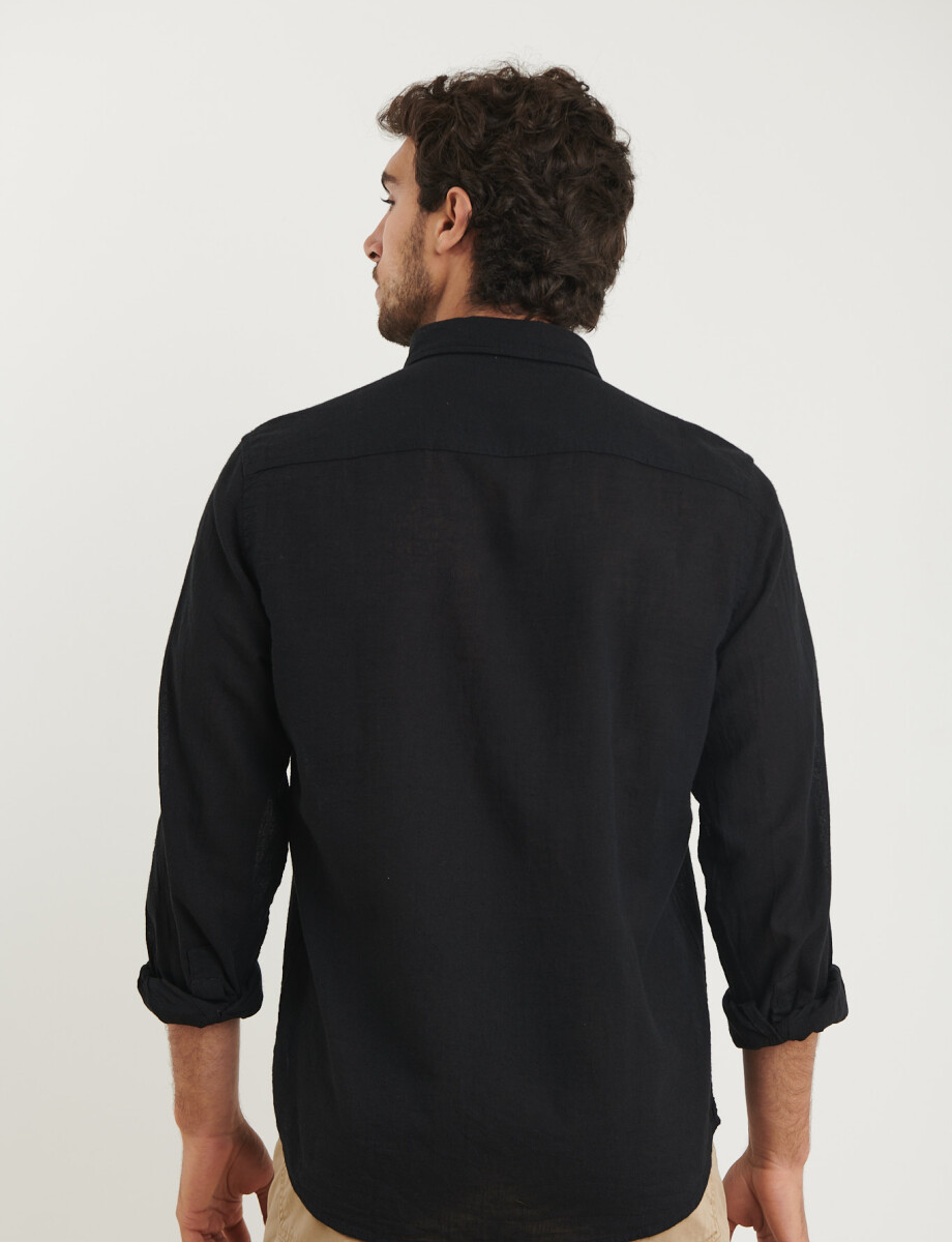011665 CAMISA DE LINO HARRINGTON LABEL Negro