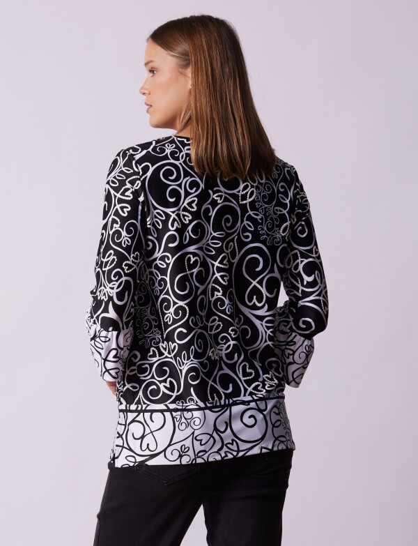 Blusa Print NEGRO/BLANCO
