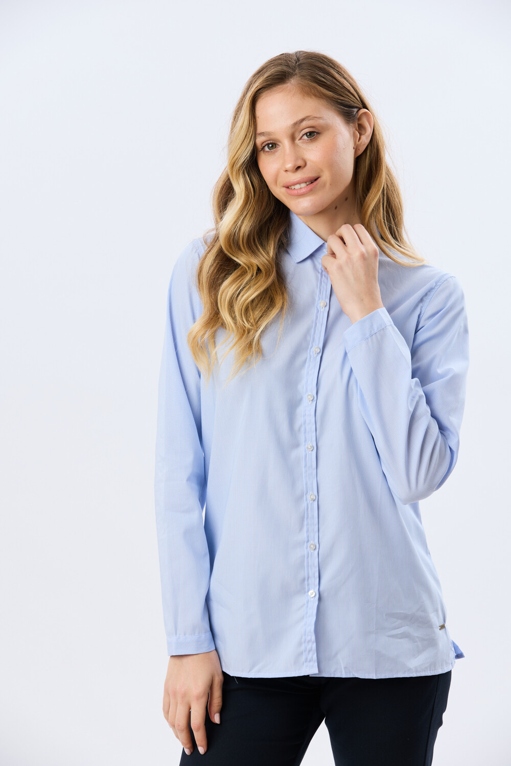 CAMISA RAYADA Celeste