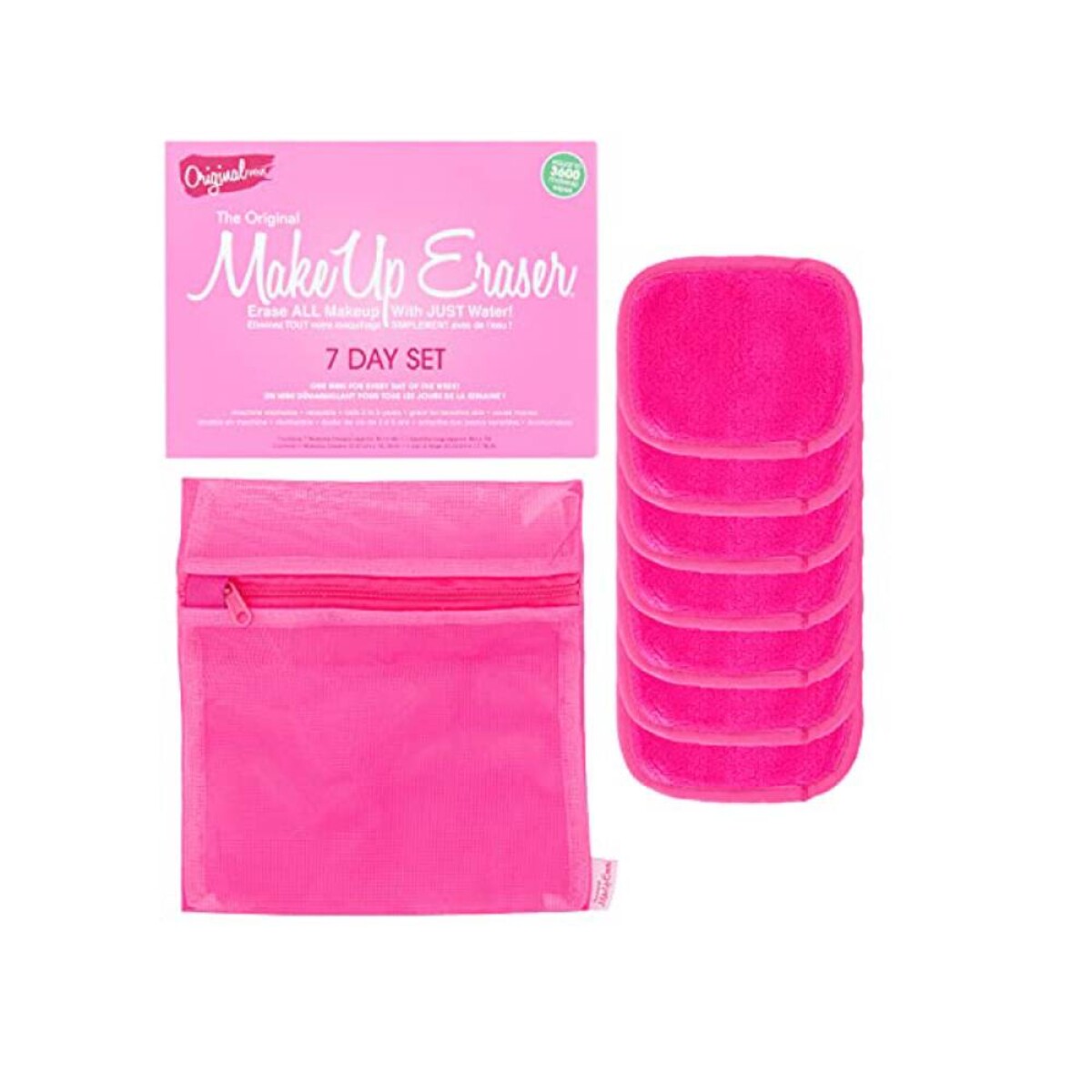 Set de Esponjas Faciales Makeup Eraser Original Rosado 7 Unidades 