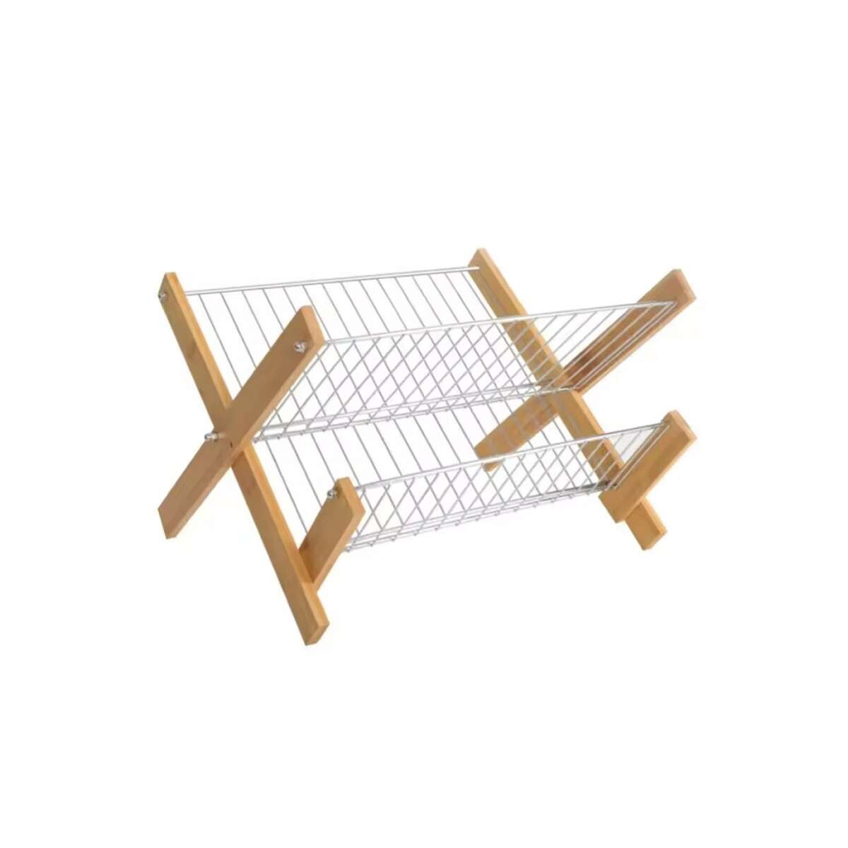 Escurridor plegable de dos niveles - Madera/Metal 