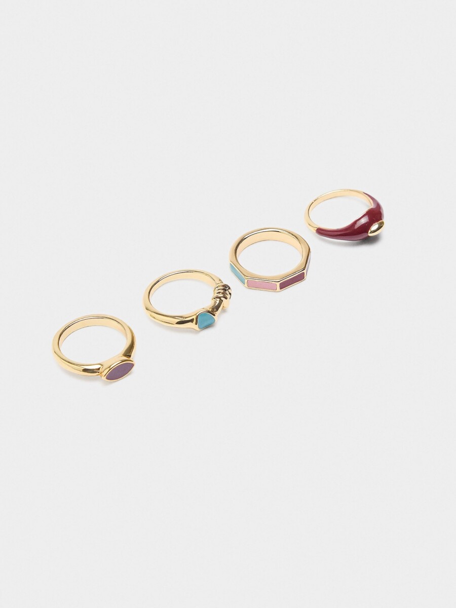 Set De Anillos Con Esmalte multicolor