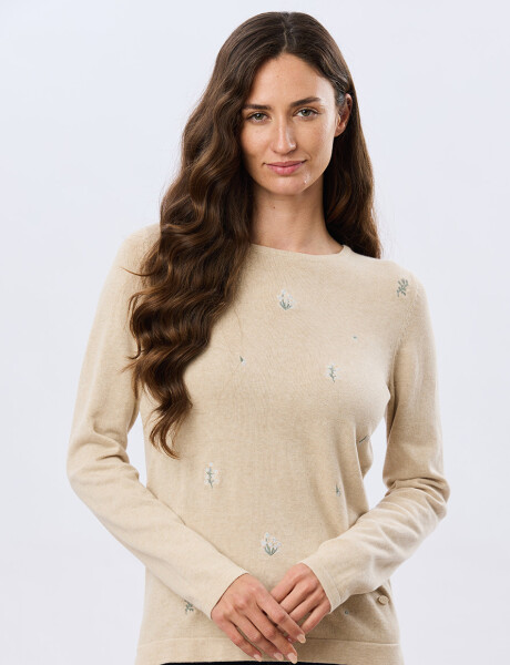 BUZO TEJIDO BORDADO Beige