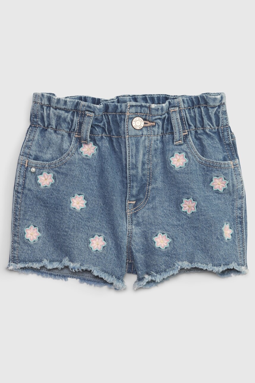 Short De Jean Mom Con Flores Toddler Niña Pink Flower