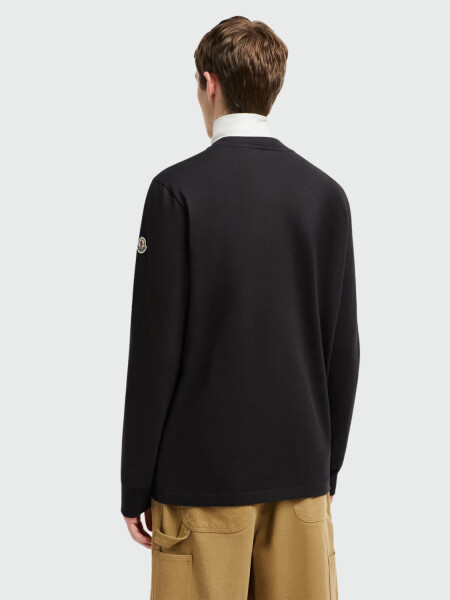 Moncler - Camiseta de Manga Larga con Logotipo de Baloncesto Negro