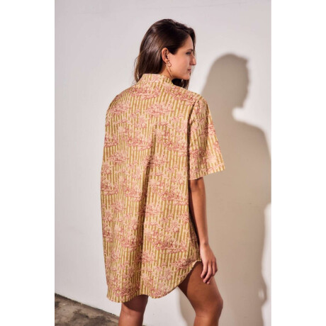 Vestido Camisero Con Lino Print