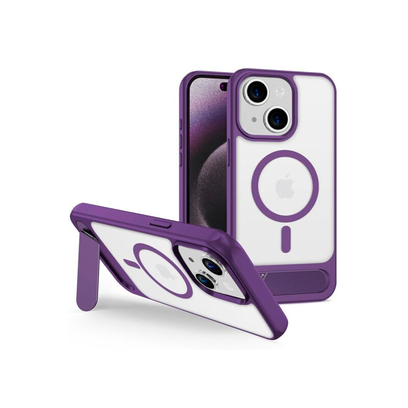 Protector para iPhone 15 con MagSafe y soporte violeta Protector Para Iphone 15 Con Magsafe Y Soporte Violeta
