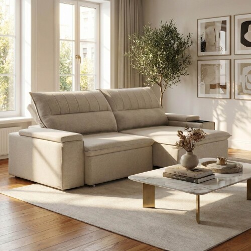 Sillón 3 Cuerpos Reclinable y Retráctil - Pavia Beige
