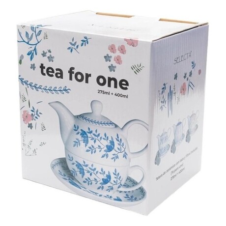 Juego de Té 3 Piezas Selecta en Porcelana Flores Azules