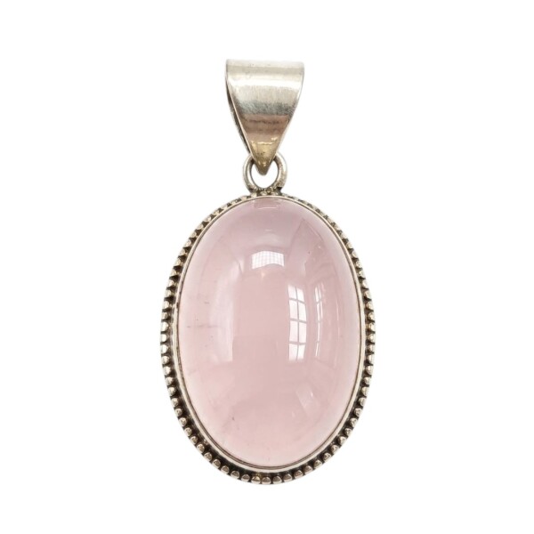 Dije oval - Plata 925 - cuarzo rosa - CP4868 conpiedra