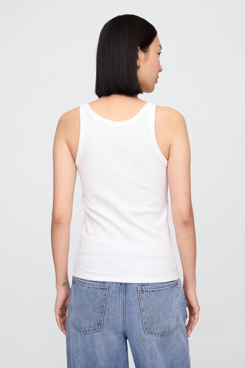 Musculosa Ribbed Mujer White Uk