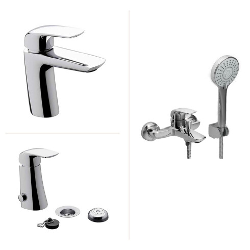 Juego Grifería Epuyen FV Completa Con Bidet CROMO
