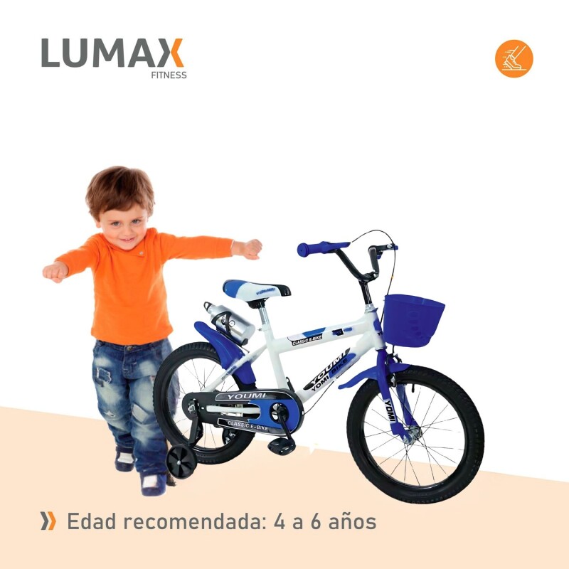 Bicicleta Infantil Lumax Rodado 16 Urbana Con Rueditas Y Canasto Azul