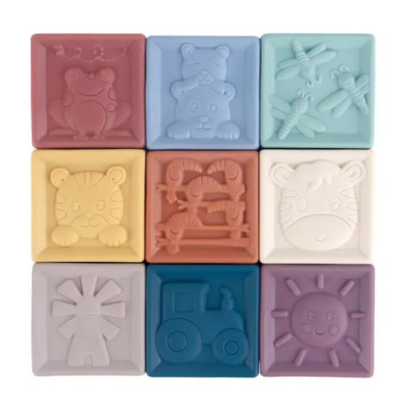 Set 9 cubos sensoriales de silicona- colores tierra Set 9 Cubos Sensoriales De Silicona- Colores Tierra