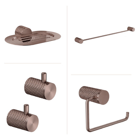 SET DE ACCESORIOS PARA BAÑO METAL SIGNATURE BRONCE ROSE GOLD BRONCE-ROSE GOLD