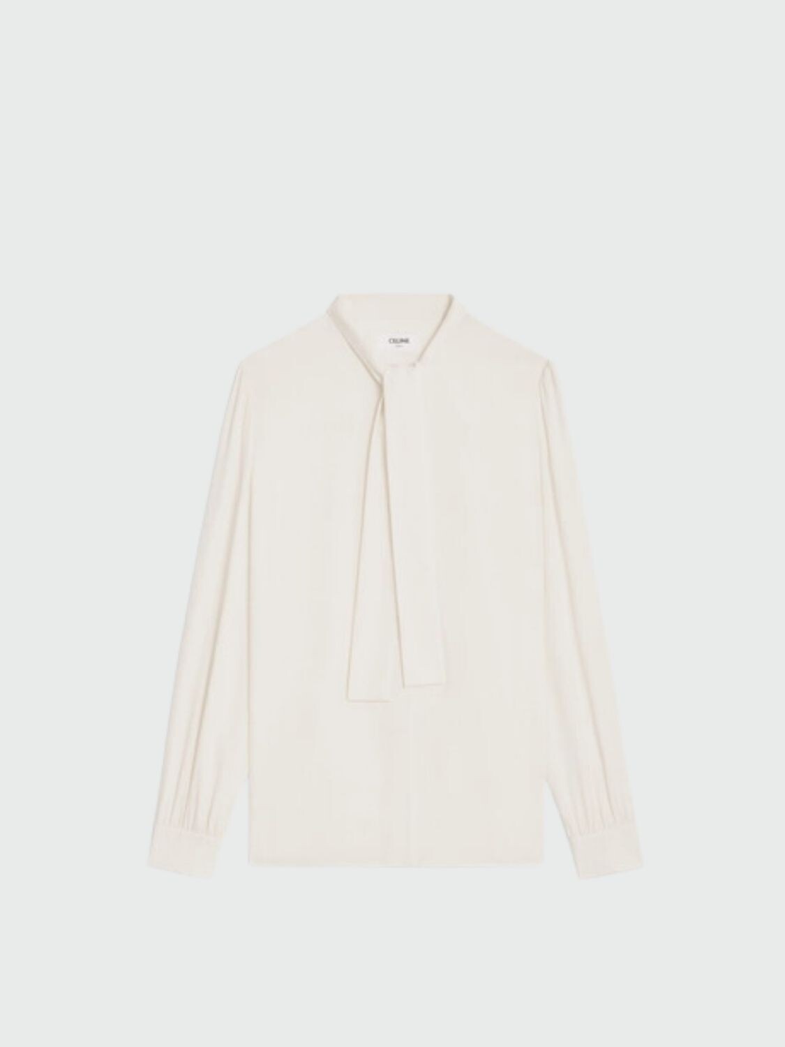 Celine- Blusa manga larga con lazo Marfil