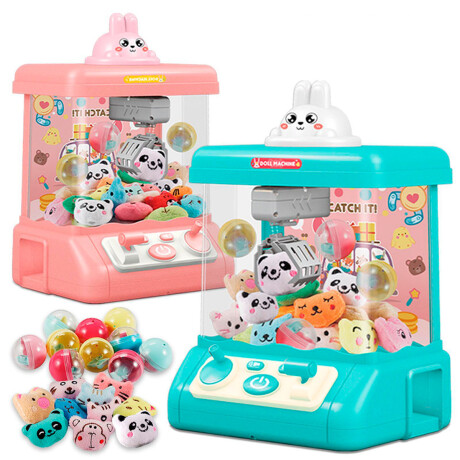 Máquina Infantil Grúa Juguetes Peluches Con Sonido Rosado