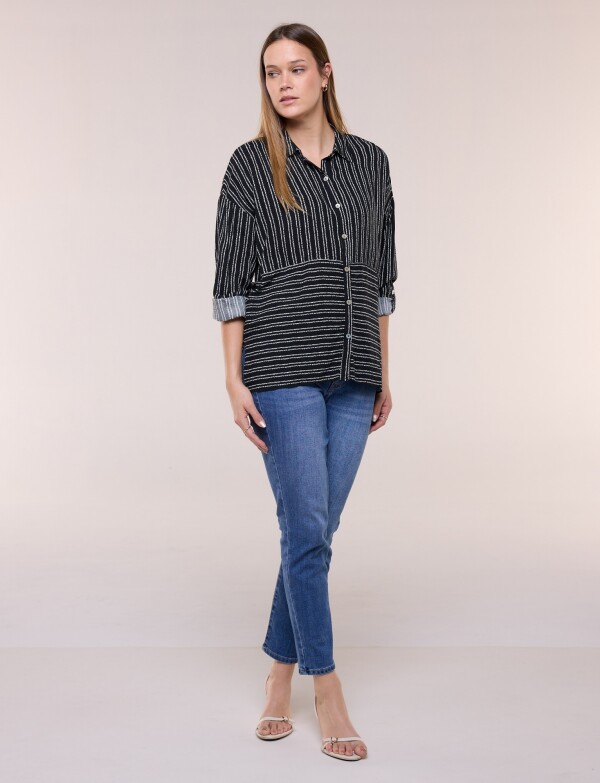 Camisa Lineas NEGRO/BLANCO