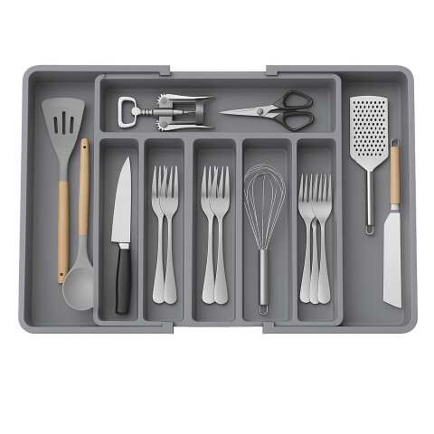 Organizador de Cubiertos Extensible Cajon Utensilios Cubertero IMBACK Gris Organizador de Cubiertos Extensible Cajon Utensilios Cubertero IMBACK Gris