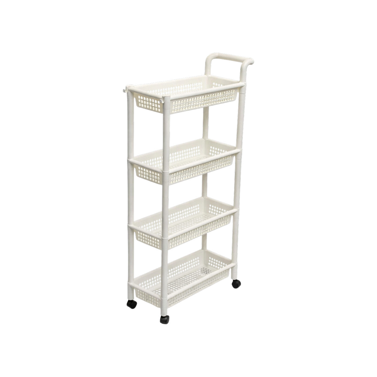 Carro organizador plástico blanco de 4 niveles con ruedas – 43x21x99cm - Blanco 