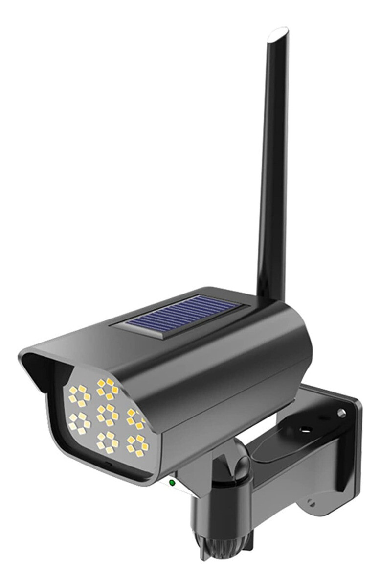 Camara De Seguridad Foco Led Aplique Pared Simulador Sensor - Negro 