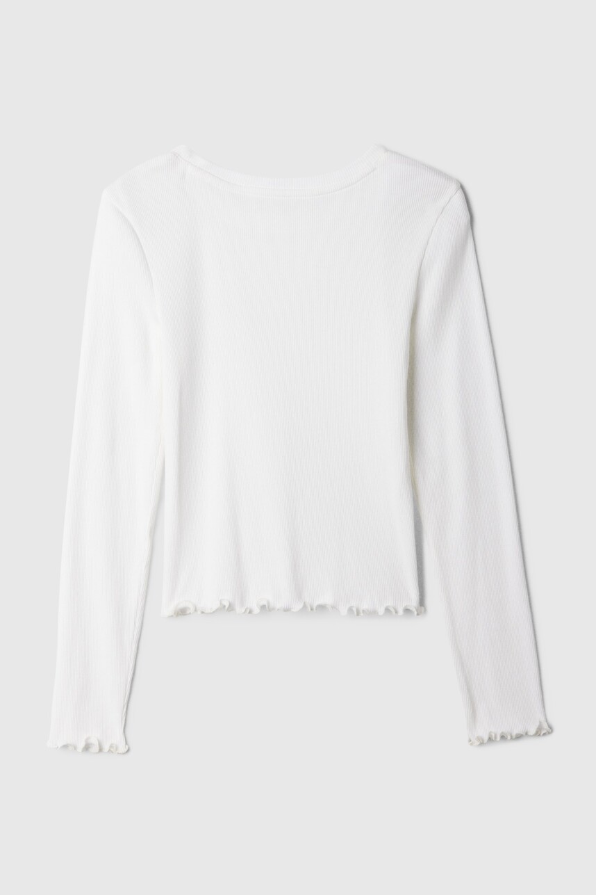 Remera Rib Manga Larga Niña New Off White
