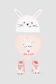 Pack gorro babero y medias conejo Rosado