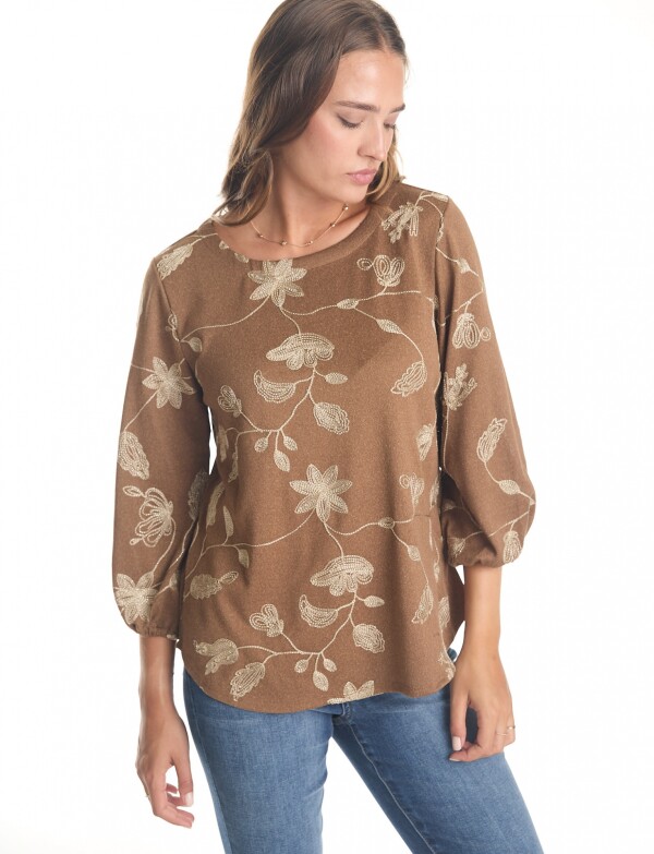 Blusa Flores TOSTADO