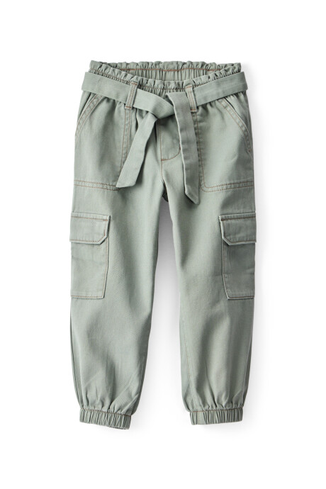 Pantalón cargo de algodón, verde Sin color