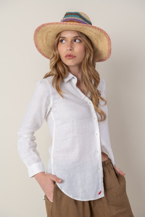 Camisa de dama lino Blanco
