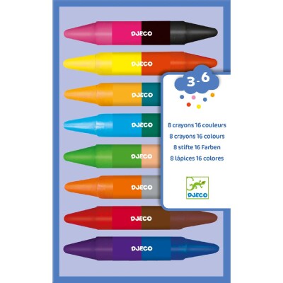 Crayones 8 unidades dobles 16 Colores Djeco Crayones 8 unidades dobles 16 Colores Djeco