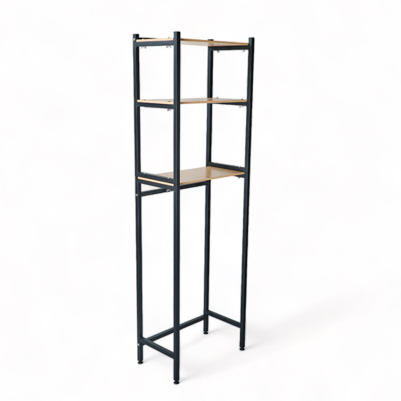 Mueble Hierro y Madera Organizador Rack baño sobre inodoro Negro