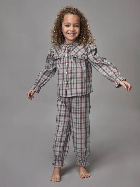 Pijama De Cuadro Verde Viejo Claro