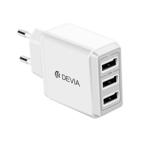 CARGADOR DE PARED DEVIA (3 USB) EU 3.4A 17W Blanco